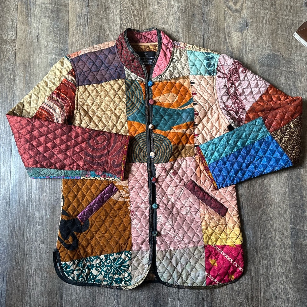 Quilted Sacred Threads Button Up Lightweight Jack… - image 1